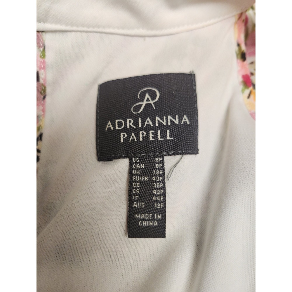 Adrianna Papell Floral Halter Pleated Dress Pink Green Petite 8P RN59782 - Picture 3 of 6